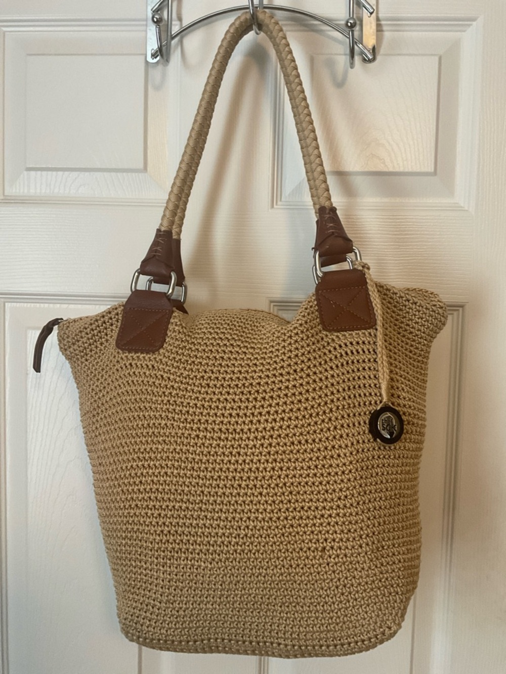 The Sak Women's Hobo Crochet Summer Bamboo Off Shoulder Double Handles Bag